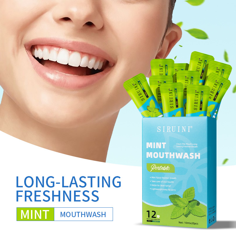 Whitening Mouthwash - น้ำยาบ้วนปากแบบใช้แล้วทิ้ง 20 ชิ้น ปราศจากแอลกอฮอล์ กลิ่นเลมอน พีช