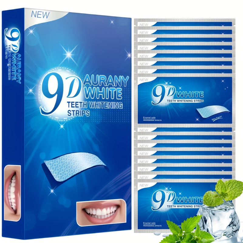 Teeth Whitening Q&M - แถบฟอกสีฟัน Aurany White 9D 21 คู่พร้อมไฮโดรเจนเปอร์ออกไซด์