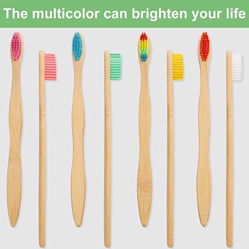 Teeth Whitening Logo - ชุดแปรงสีฟันไม้ไผ่ธรรมชาติหลากสี 50/100 ชิ้น ช่วยฟอกสีฟัน ดูแลสุขภาพช่องปาก พร้อมบริการสลักโลโก้ด้วยเลเซอร์