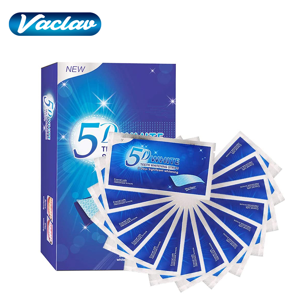 Whitening Mouthwash - แผ่นฟอกสีฟันขาว 5D ไวท์เทนนิ่ง สตริปเจลฟอกสีฟัน ช่วยขจัดคราบกาแฟจากการสูบบุหรี่ ชุดฟอกสีฟันสำหรับใช้ในบ้านที่มีประสิทธิภาพ