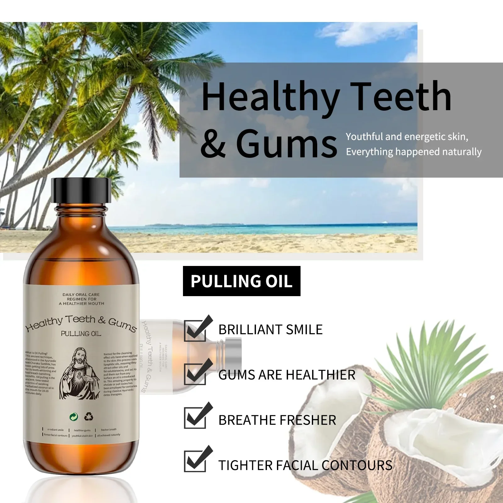 น้ำยาบ้วนปากน้ำมันมะพร้าว - ลม - Whitening Mouthwash บทวิจารณ์และราคา